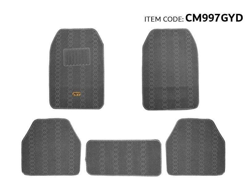 CAR MAT CARPET W/STAMPING PAD DIAMOND LOGO 5 PCS D.GREY