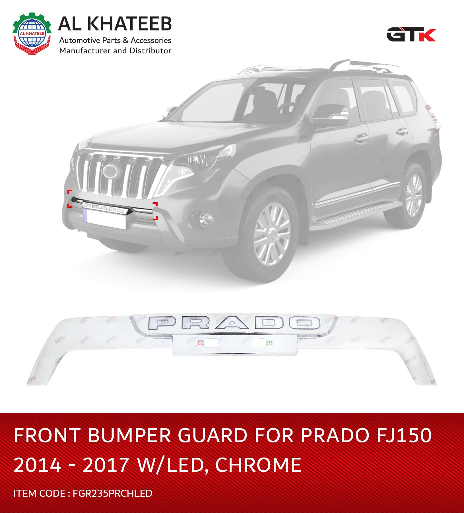 FRONT BUMPER GUARD FOR PRADO 2014 W/LED WHITE , CHROME