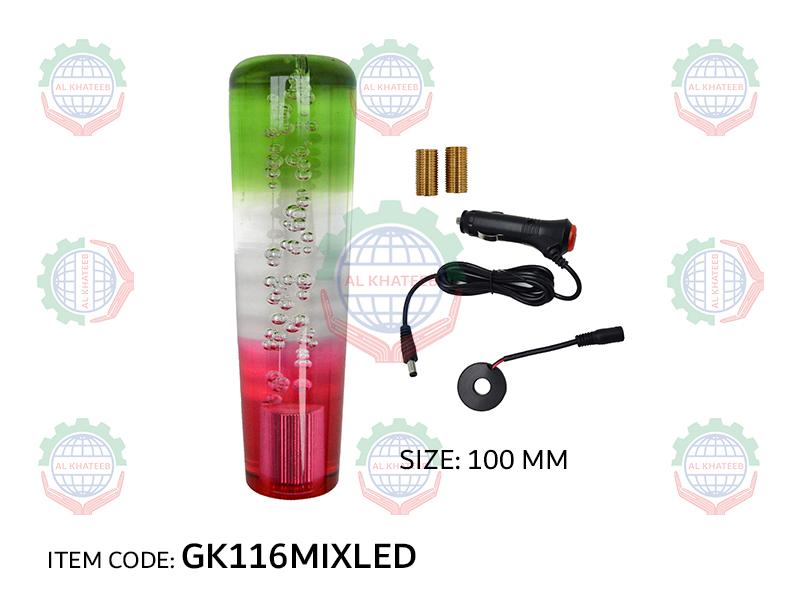 GEAR KNOB, GREEN+TRANSPARENT+RED,150MM/LED 