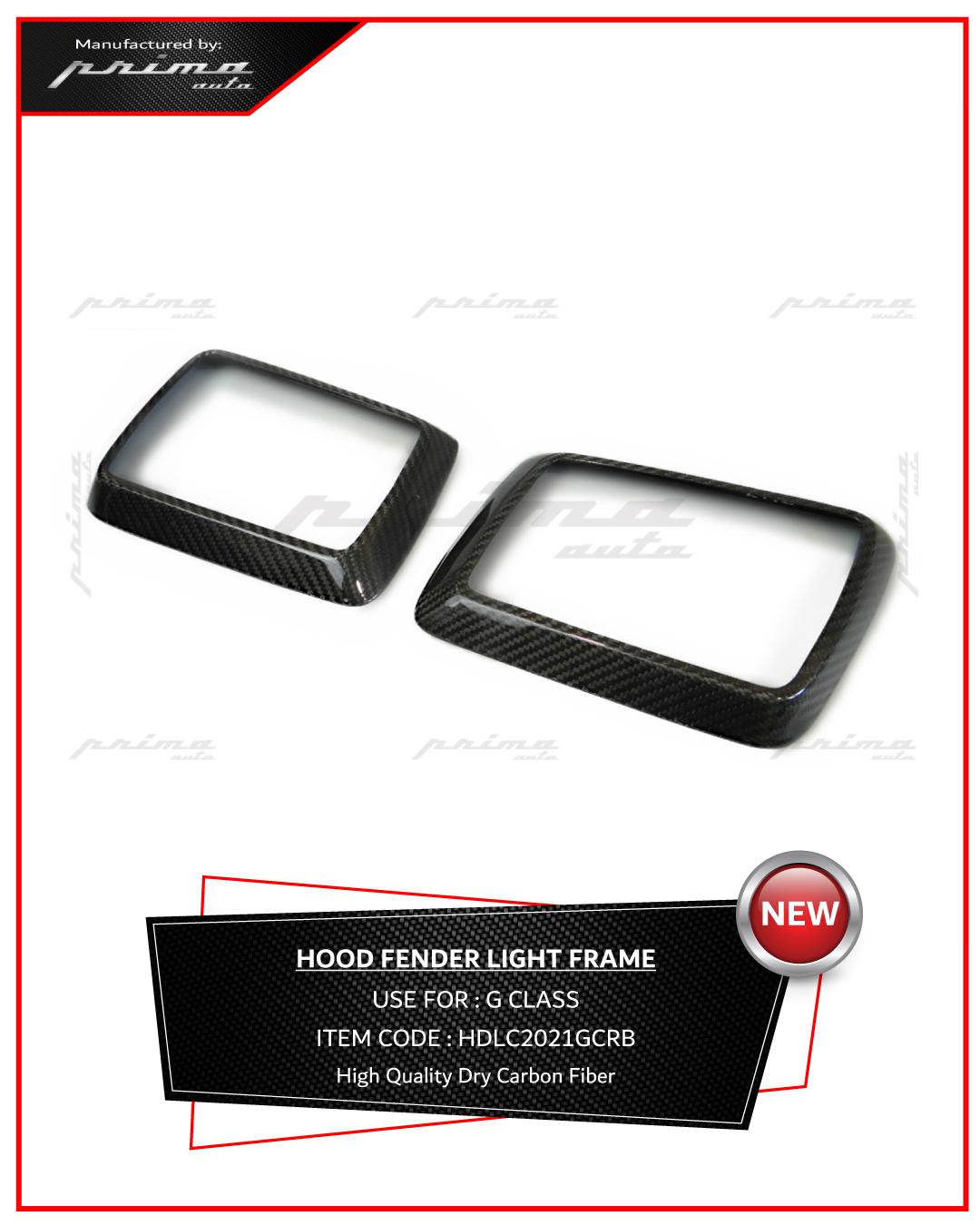 HOOD FENDER LIGHT FRAME ADD-ON COVER FOR G-CLASS 2019+ DRY CARBON FIBER