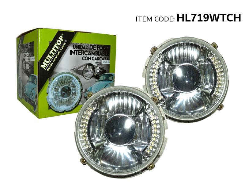 HEAD LIGHT CHROME/WT LED 2PC /G.BOX