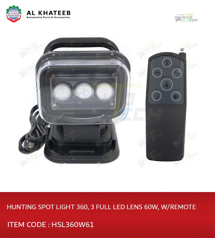 HUNTING SPOT LIGHT 360 W/REMOTE FULL LED 3 LENS 60W