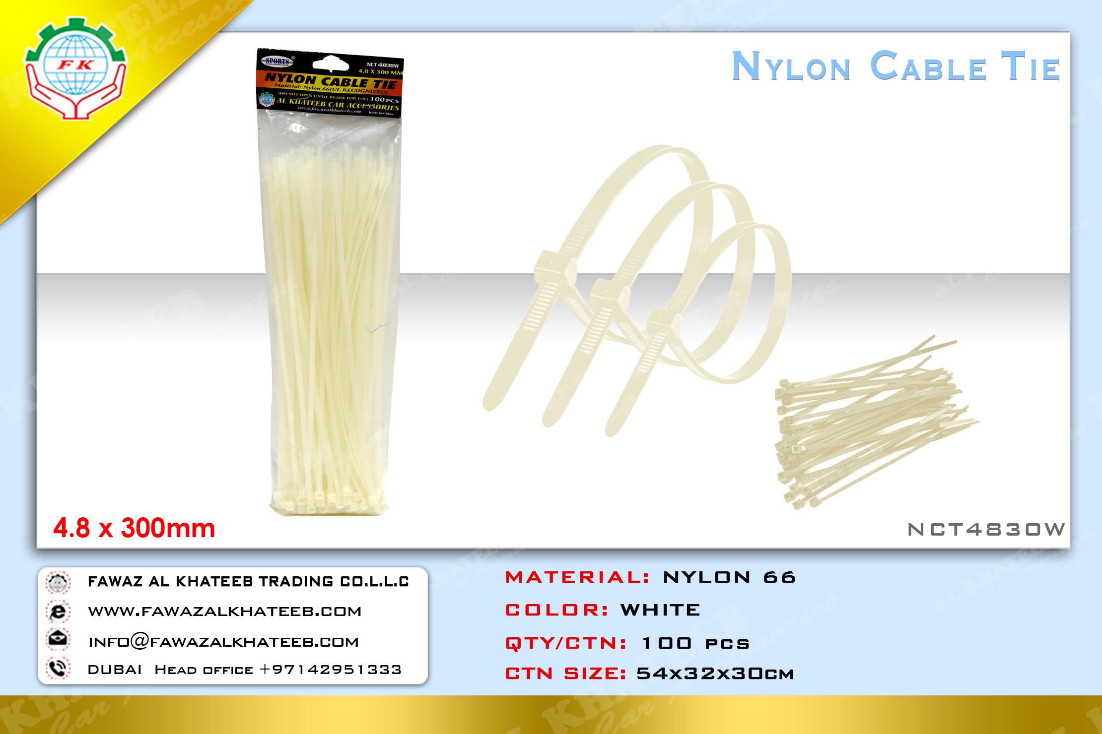 NYLON CABLE TIE 4.8*300MM-WHITE