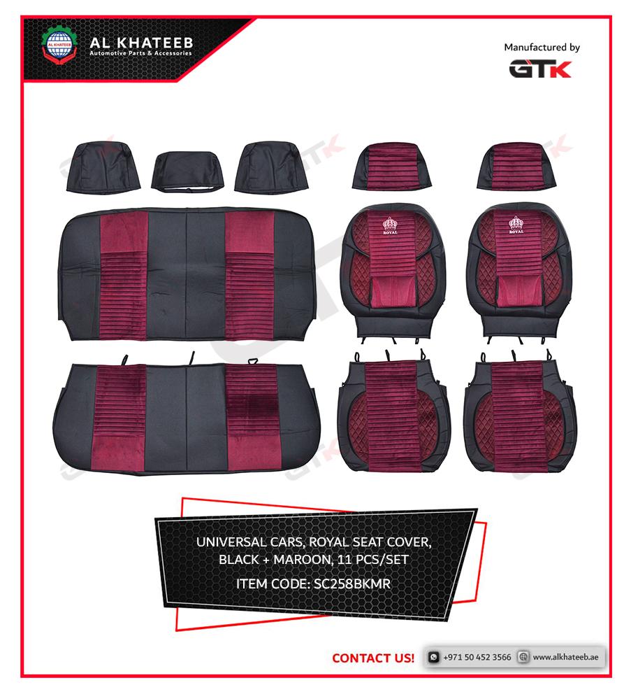 Seat Cover Leather W Diamond Velvet Embroidery Bk Maroon