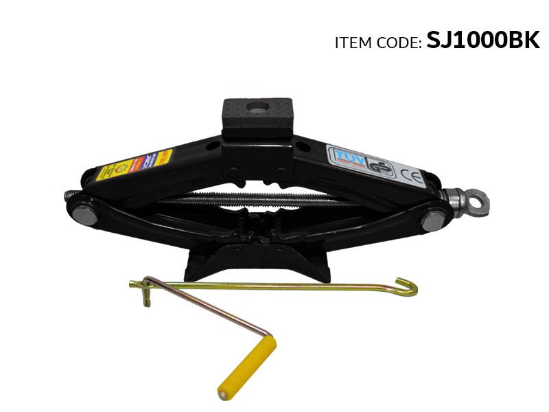 SCISSORS JACK 1 TON STEEL HEAD W/RUBBER,FOLDING HANDLE,1.6KG,BLACK